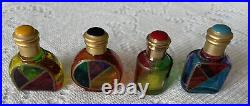 Set of 4 Vintage Murano Stained Glass Perfume Bottles