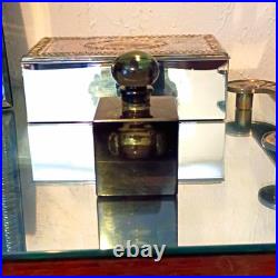 Small Vintage Square Black Glass Crystal Perfume Bottle Art Deco Very Rare Small Vintage Square Black Glass Crystal Perfume Bottle Art Deco Very Rare
