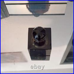 Small Vintage Square Black Glass Crystal Perfume Bottle Art Deco Very Rare