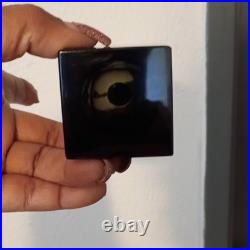 Small Vintage Square Black Glass Crystal Perfume Bottle Art Deco Very Rare