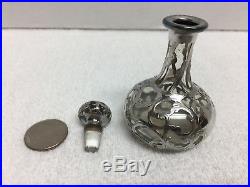 Sterling Silver Glass Overlay Perfume Bottle Vintage Gorham S2524 999/1000 Fine
