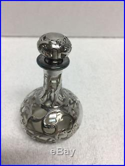 Sterling Silver Glass Overlay Perfume Bottle Vintage Gorham S2524 999/1000 Fine