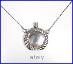 Sterling Silver Perfume Scent Bottle Necklace Hallmarked Double Sided Vintage