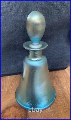 Steuben Aurene Aqua Blue Perfume Bottle signed 1818 With stopper Flaw To Aurene