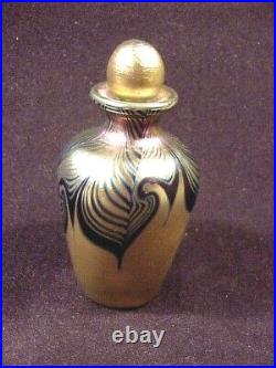 - Steven Correia Vintage Art Glass Perfume Bottle, Feather Pattern, Signed/mint