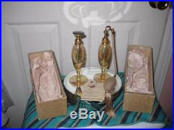 Stunning Pair of Vintage Carnival Glass DeVilbiss Perfume Bottles withOriginal Box