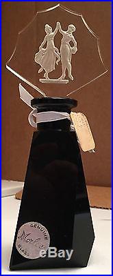 Stunning Vintage Opaque Black Czechoslovakian Perfume Bottle withDancers
