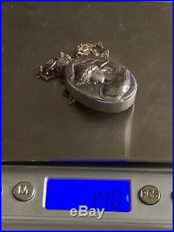 Stunning Vintage Solid Sterling Silver 925 Perfume Bottle Pendant & Chain 14.9g