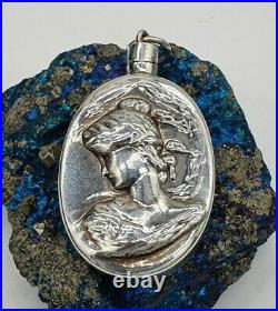 Stunning Vintage Sterling Silver Large Perfume Bottle Pendant, Art Nouveau