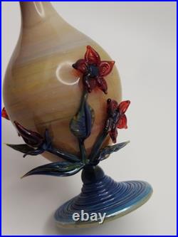 Stunning Vintage Suellen Fowler Red Flowers/Vines Art Glass Perfume Bottle Stunning Vintage Suellen Fowler Red Flowers/Vines Art Glass Perfume Bottle