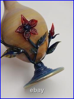 Stunning Vintage Suellen Fowler Red Flowers/Vines Art Glass Perfume Bottle Stunning Vintage Suellen Fowler Red Flowers/Vines Art Glass Perfume Bottle