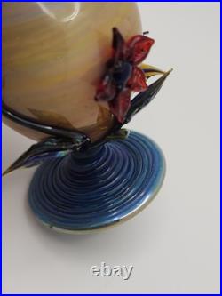 Stunning Vintage Suellen Fowler Red Flowers/Vines Art Glass Perfume Bottle Stunning Vintage Suellen Fowler Red Flowers/Vines Art Glass Perfume Bottle