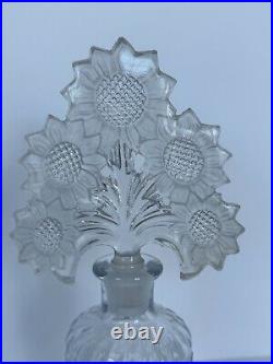 Sunflower Glass Perfume Bottle with Stopper Vintage Art Nouveau Cologne 10