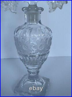 Sunflower Glass Perfume Bottle with Stopper Vintage Art Nouveau Cologne 10