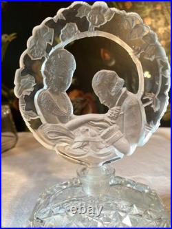 Super Sale! Deco Perfume Bottle Clear Glass/Czech 1940/Romantic Scene/Lovers