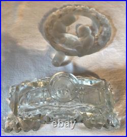 Super Sale! Deco Perfume Bottle Clear Glass/Czech 1940/Romantic Scene/Lovers
