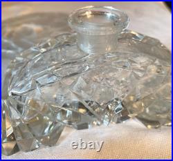 Super Sale! Deco Perfume Bottle Clear Glass/Czech 1940/Romantic Scene/Lovers