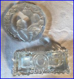 Super Sale! Deco Perfume Bottle Clear Glass/Czech 1940/Romantic Scene/Lovers