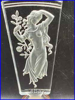 THE BEST 1920s Vintage JEWELED Czech CUT pink CRYSTAL nude Glass PERFUME BOTTLE