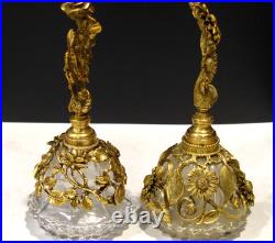 TWO Vintage Matson Gold Gilt Sunflower and a Rose Ormolu Perfume Bottles