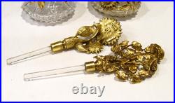 TWO Vintage Matson Gold Gilt Sunflower and a Rose Ormolu Perfume Bottles