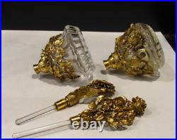 TWO Vintage Matson Gold Gilt Sunflower and a Rose Ormolu Perfume Bottles