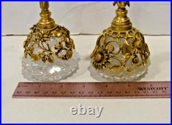 TWO Vintage Matson Gold Gilt Sunflower and a Rose Ormolu Perfume Bottles
