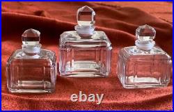 Three gorgeous Baccarat crystal, Emerald cut, these are beauties FRANCE, Vintage