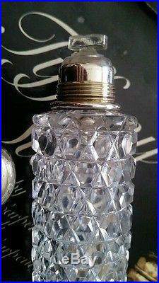 Tiffany & Co Vintage American Cut Glass Sterling Silver Lay Down Perfume Bottle