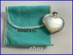 Tiffany & Co. Vintage Sterling 925 Silver Heart Shaped Perfume Bottle Flask