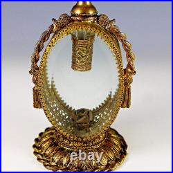 Two Vintage Hollywood Regency 24 K Gold Plated Ormolu Filigree Perfume Bottles