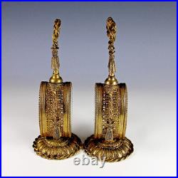 Two Vintage Hollywood Regency 24 K Gold Plated Ormolu Filigree Perfume Bottles