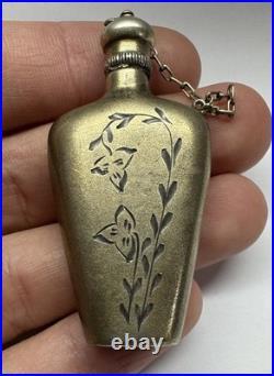USSR 875 Silver Perfume Flask Scent Bottle Floral Engraved 13.7g Vintage