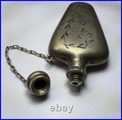 USSR 875 Silver Perfume Flask Scent Bottle Floral Engraved 13.7g Vintage