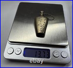 USSR 875 Silver Perfume Flask Scent Bottle Floral Engraved 13.7g Vintage