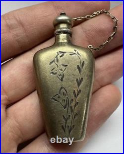 USSR 875 Silver Perfume Flask Scent Bottle Floral Engraved 13.7g Vintage