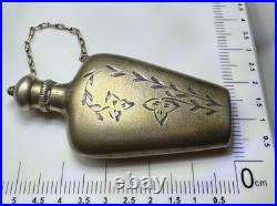 USSR 875 Silver Perfume Flask Scent Bottle Floral Engraved 13.7g Vintage