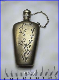 USSR 875 Silver Perfume Flask Scent Bottle Floral Engraved 13.7g Vintage