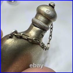 USSR 875 Silver Perfume Flask Scent Bottle Floral Engraved 13.7g Vintage