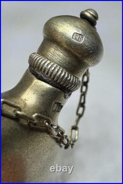 USSR 875 Silver Perfume Flask Scent Bottle Floral Engraved 13.7g Vintage