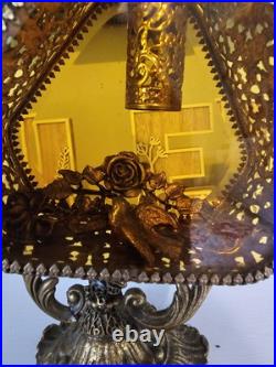 Unique Rare Vintage Ormolu Perfume Bottle Filigree Amber Glass Hollywood Regency Unique Rare Vintage Ormolu Perfume Bottle Filigree Amber Glass Hollywood Regency