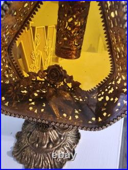 Unique Rare Vintage Ormolu Perfume Bottle Filigree Amber Glass Hollywood Regency Unique Rare Vintage Ormolu Perfume Bottle Filigree Amber Glass Hollywood Regency