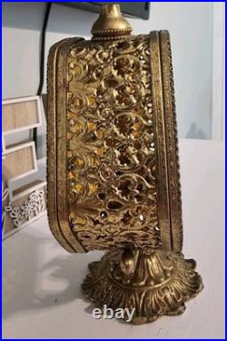 Unique Rare Vintage Ormolu Perfume Bottle Filigree Amber Glass Hollywood Regency Unique Rare Vintage Ormolu Perfume Bottle Filigree Amber Glass Hollywood Regency