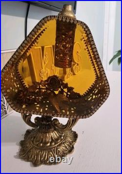Unique Rare Vintage Ormolu Perfume Bottle Filigree Amber Glass Hollywood Regency Unique Rare Vintage Ormolu Perfume Bottle Filigree Amber Glass Hollywood Regency