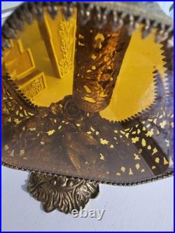 Unique Rare Vintage Ormolu Perfume Bottle Filigree Amber Glass Hollywood Regency Unique Rare Vintage Ormolu Perfume Bottle Filigree Amber Glass Hollywood Regency