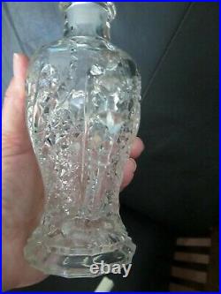 Unique Vintage 9 1/2 Crystal Clear Cut Glass Art Deco Large Perfume Bottle