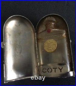 VINTAGE 1920s COTY PERFUME BOTTLE IN METAL CASE VGC