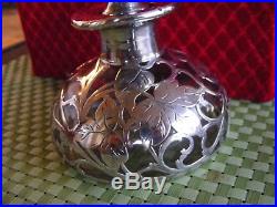 VINTAGE ALVIN GLASS With SILVER OVERLAY DECANTER/PERFUME BOTTLE