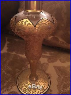 VINTAGE ANTIQUE ART DECO DEVILBISS PERFUME BOTTLE -RARE-Gold Black Glass Signed