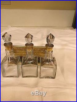 Vintage Apollo Czech Perfume Bottles In Jeweled Filigree Casket